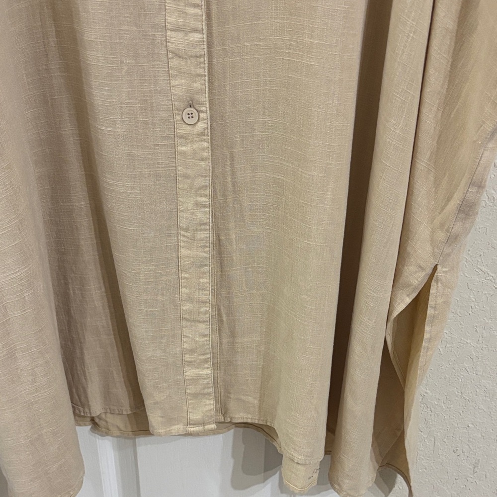 Easel Linen Blend Beige Button Down Shirt Dress - Picture 6 of 9